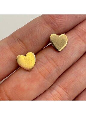 Heart Shaped Stud Fashion Earrings Butterfly Closure VTG Two Tone Size 0.25" L